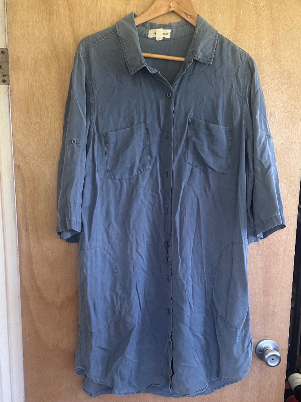 Cloth & Stone Anthropologie Slate Grey Shortsleeve Shirt Dress size XL